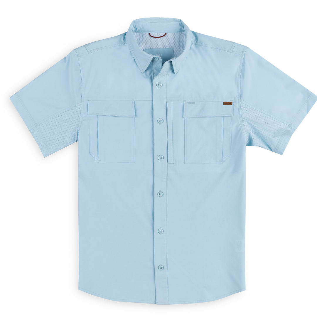 haybaler breathable farm shirt work shirt ranch shirt cape back UPF30 light blue