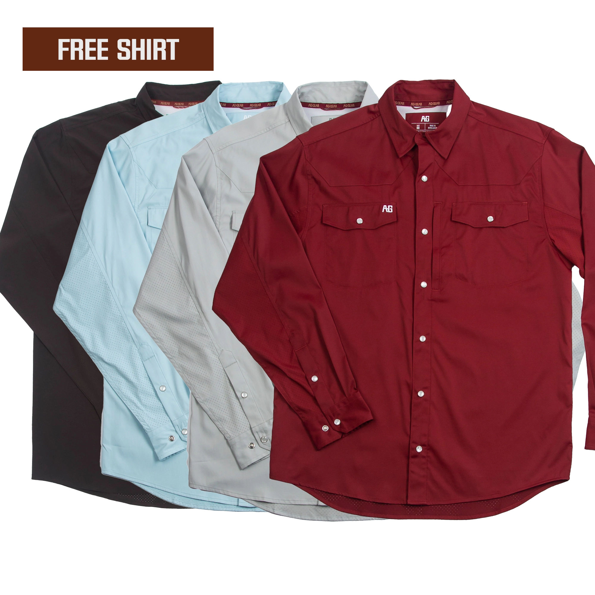 Stockyard Long Sleeve 4 for 3 - Maroon, Light Grey, Ice Blue, Coffee